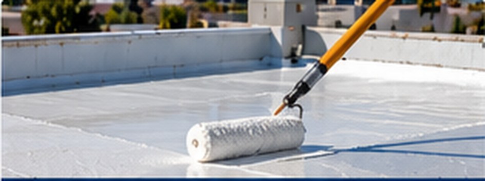 Acrylic roof coating applied with a roller