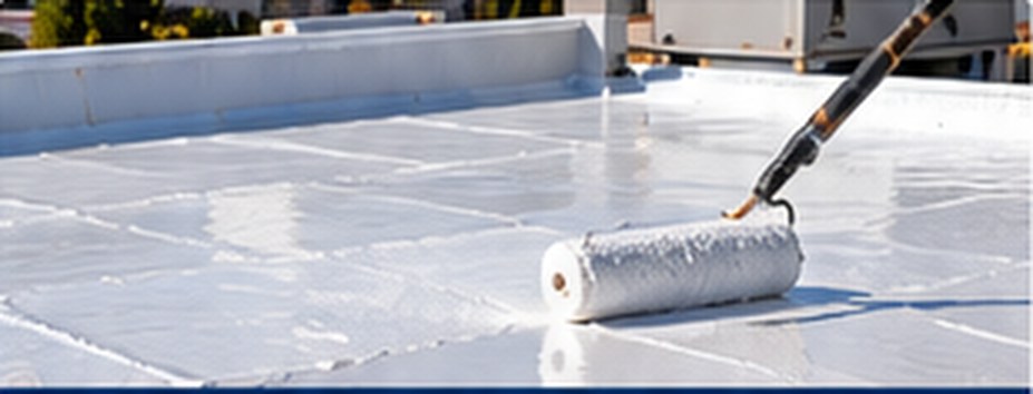 Silicone roof coating rolled onto a flat roof