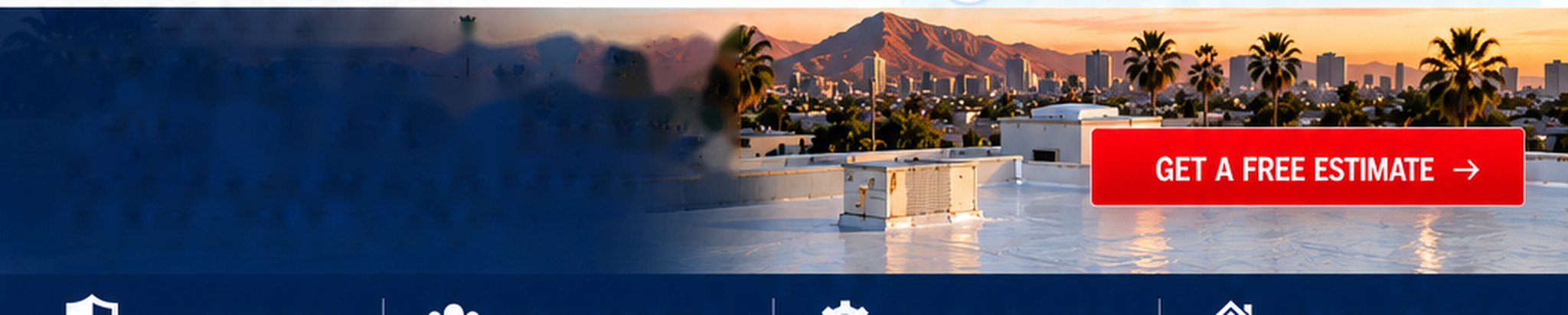 Freshly coated white roof at sunset with the Porter Ranch skyline behind