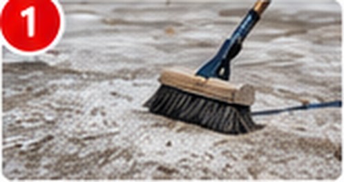 Sweeping and prepping a flat roof before coating