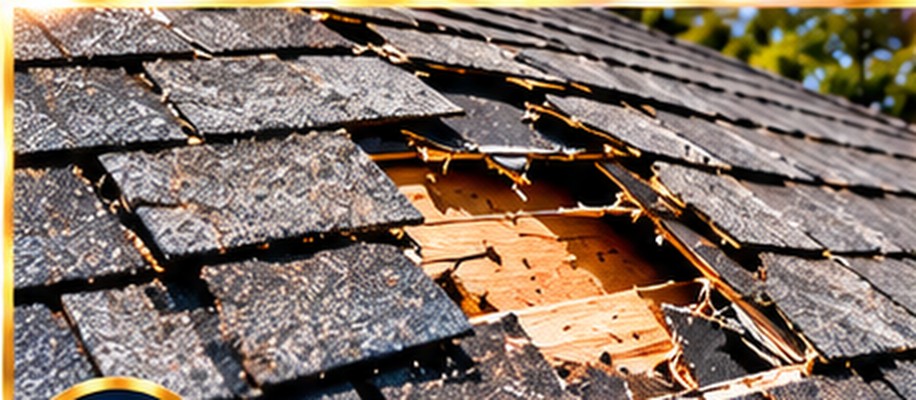 Storm-damaged shingles exposed to the deck on a Excelsior roof &mdash; roof repair Excelsior