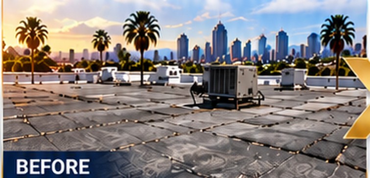 Weathered flat roof before torch down — Los Angeles Roofing
