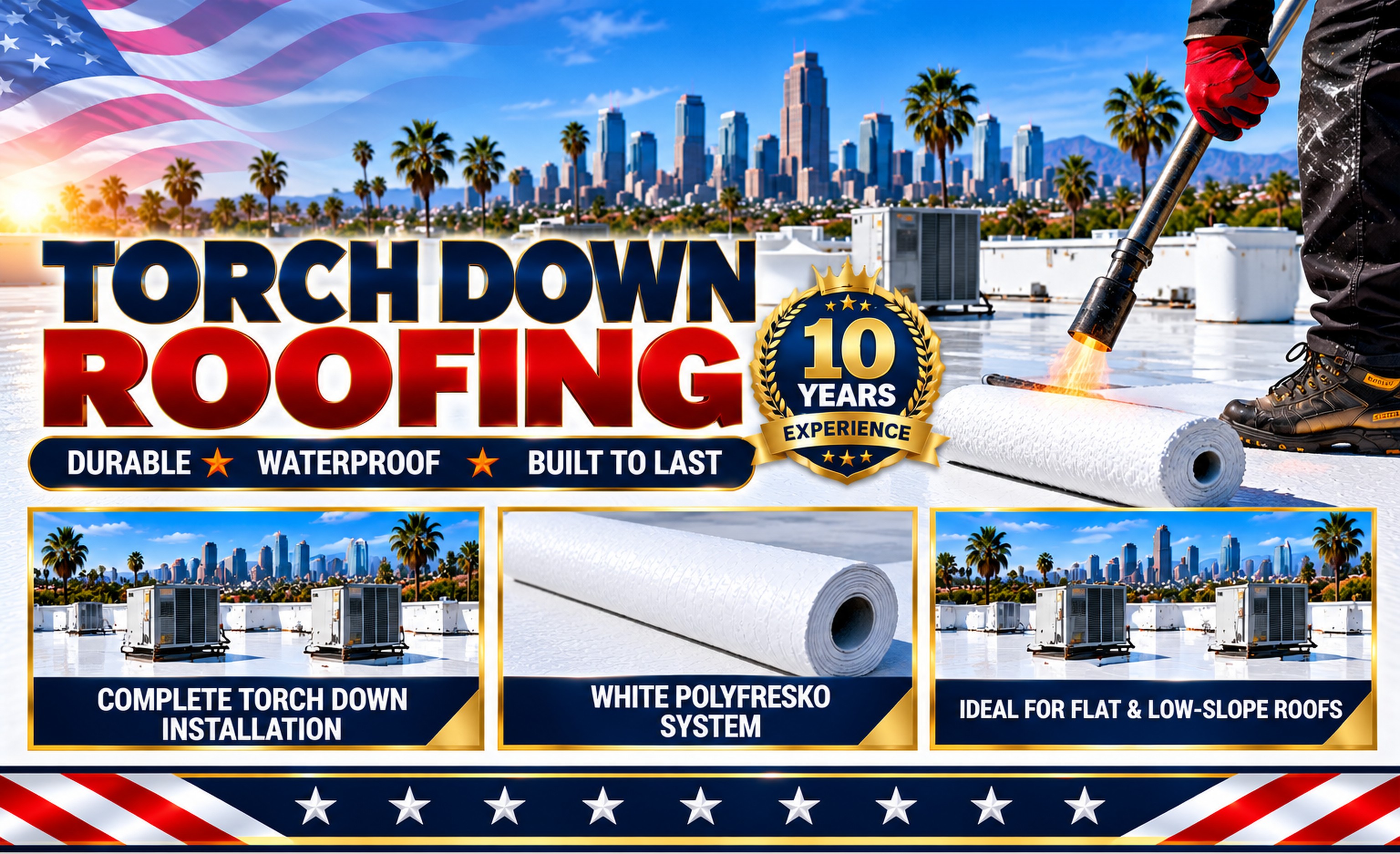 Torch down roofing &mdash; durable, waterproof, built to last &mdash; Los Angeles Roofing